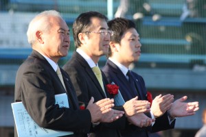 ご来賓の皆様 奥から八重樫社長、高橋県会議員、安倍柴田町野球協会長様